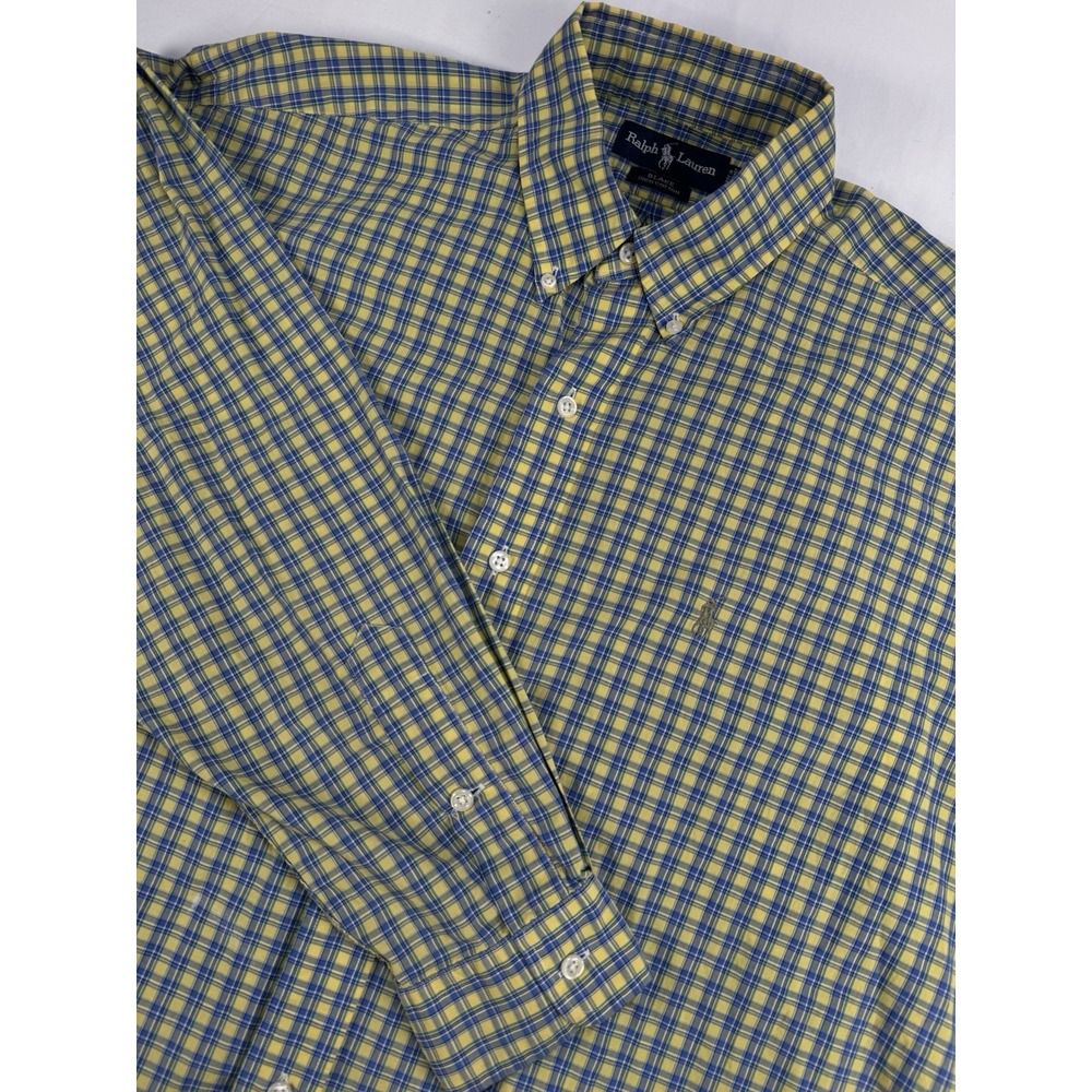 Polo Ralph Lauren Blake Mens Long Sleeve Button Down Sz L Large‎ Yellow Blue